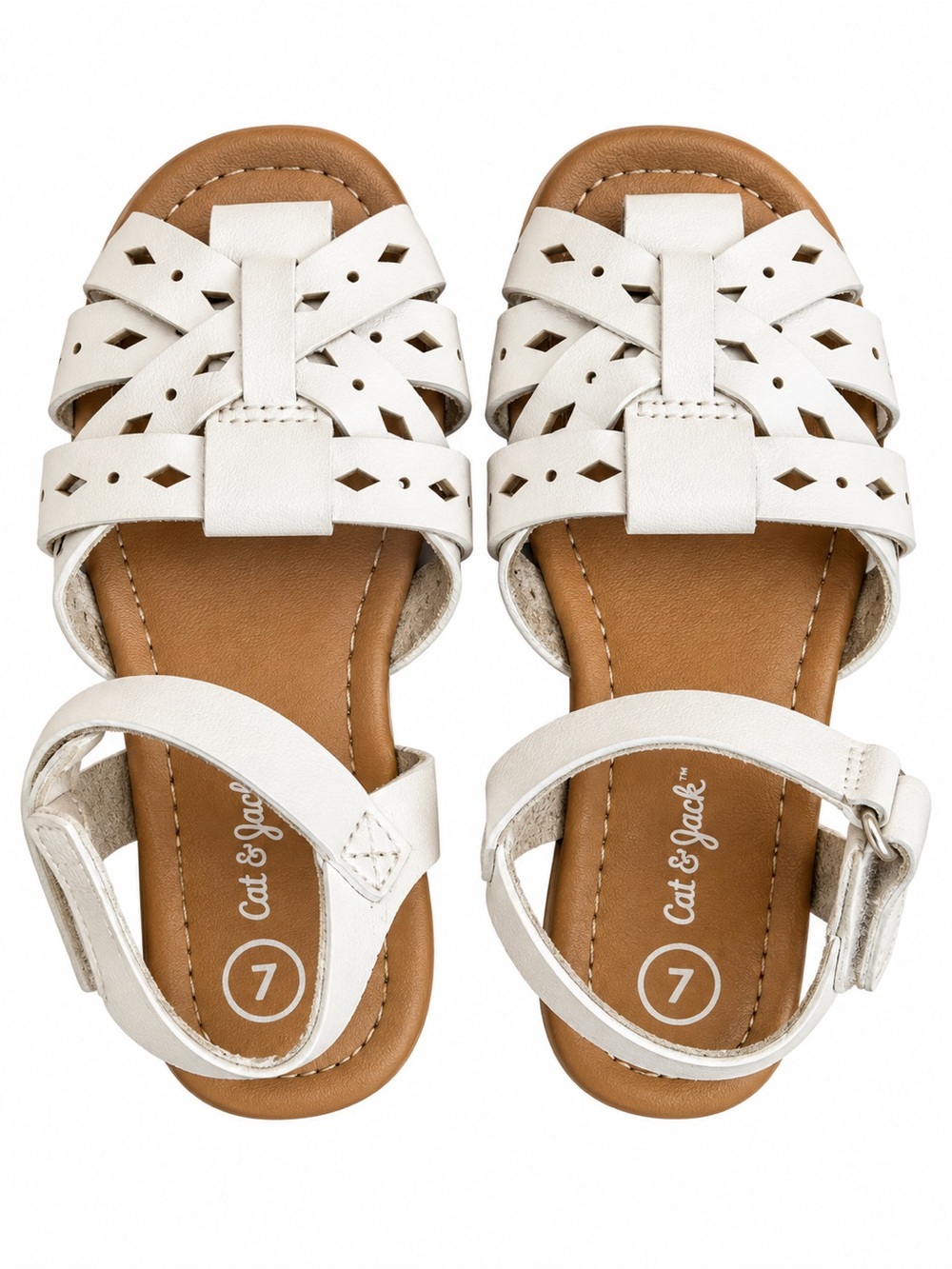Cat & Jack White Girls Braided Cutout Sandals